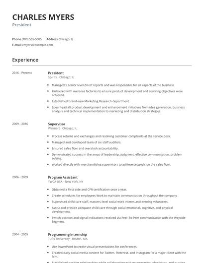 President Resume