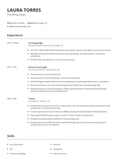 Presiding Judge Resume