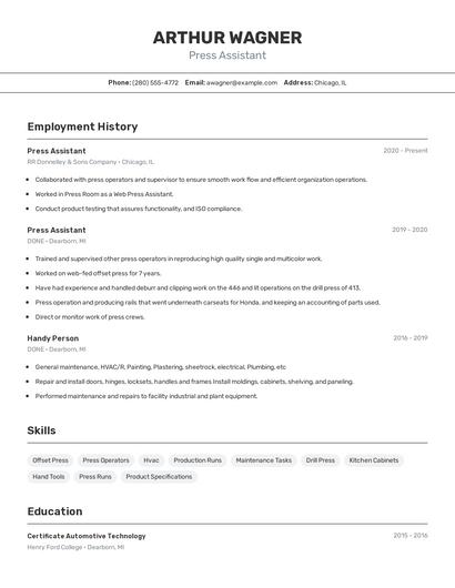 Resume example 2