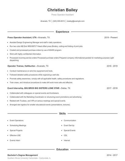 Resume example 1