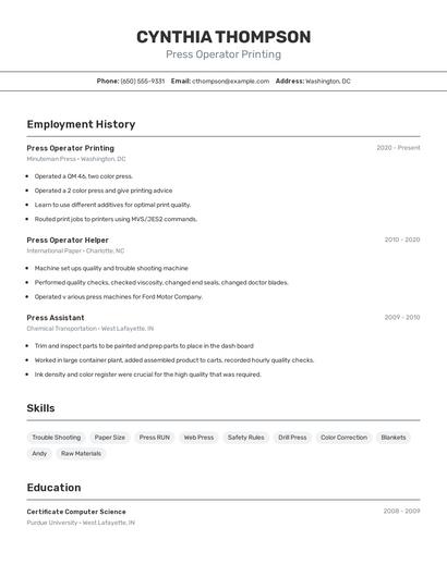 Resume example 2