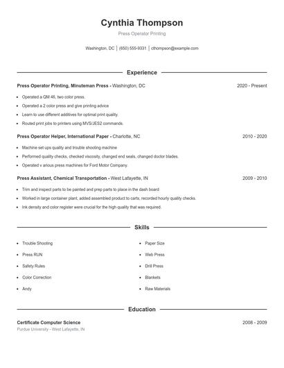Resume example 1
