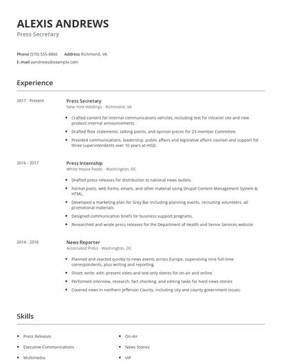 Press Secretary Resume