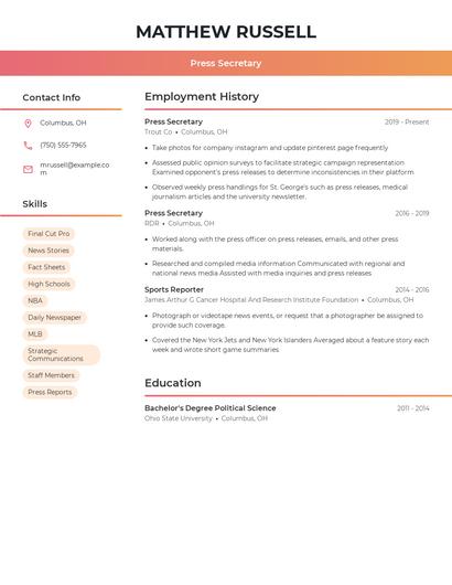 Press Secretary Resume