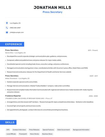 Press Secretary Resume
