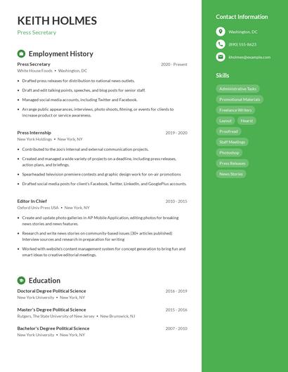 Press Secretary Resume