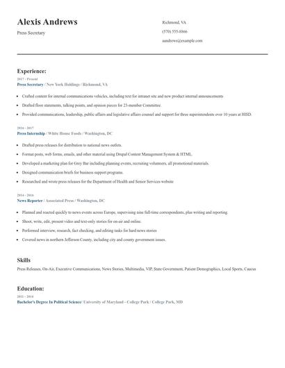Press Secretary Resume