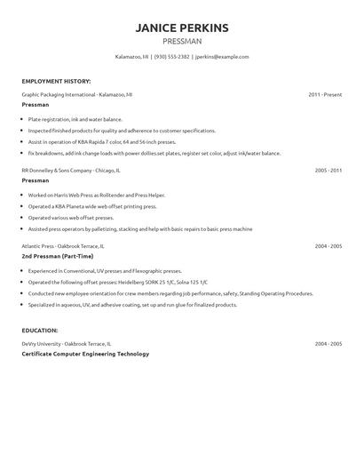 Pressman Resume