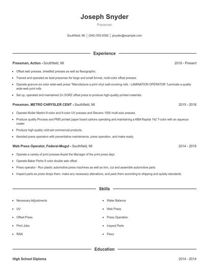 Pressman Resume