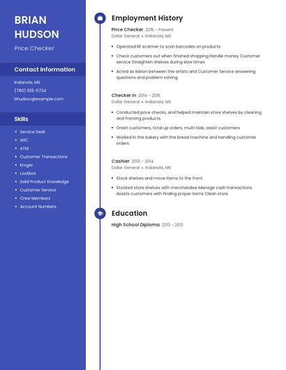 Price Checker Resume