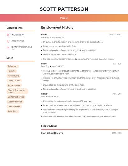 Pricer Resume