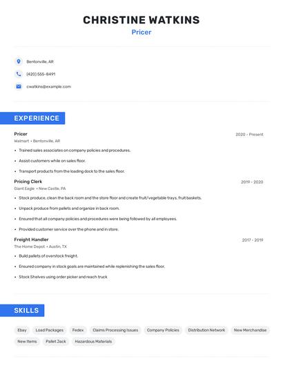 Pricer Resume