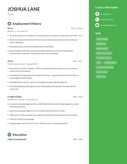 Pricer Resume