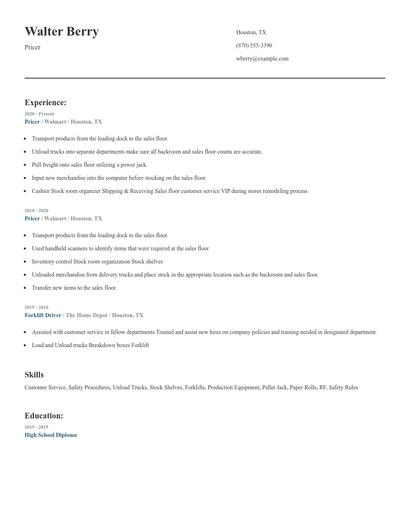 Pricer Resume