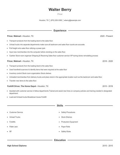 Pricer Resume