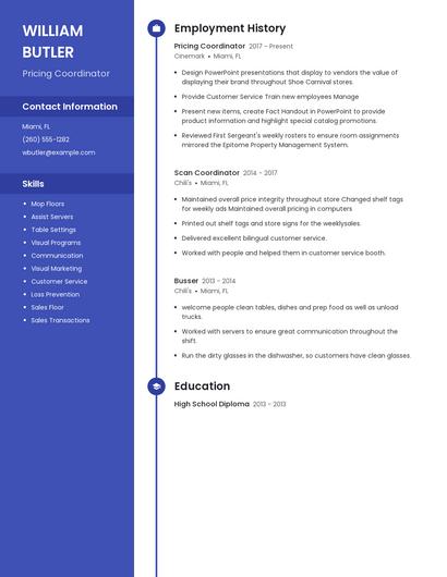 Pricing Coordinator Resume