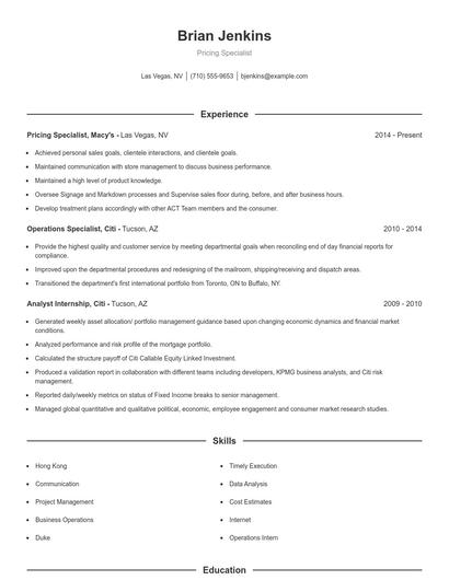 Resume example 1