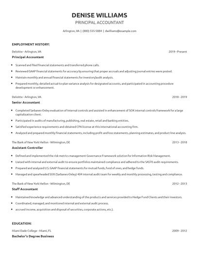 Principal Accountant Resume