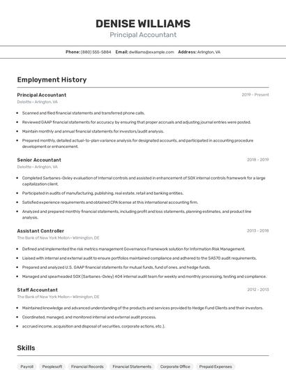 Principal Accountant Resume