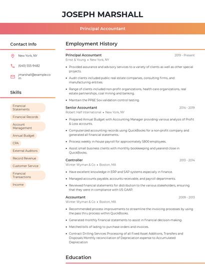 Principal Accountant Resume