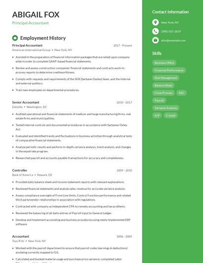 Principal Accountant Resume