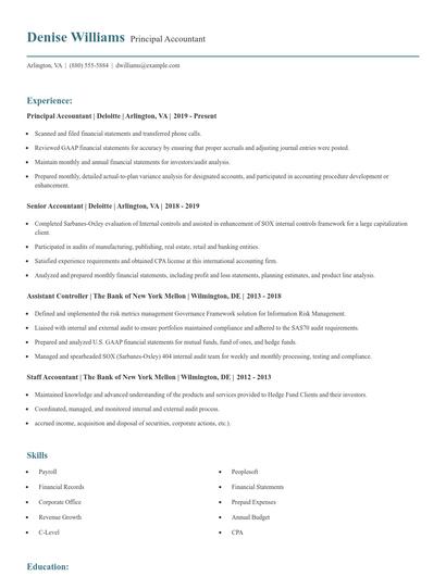 Principal Accountant Resume