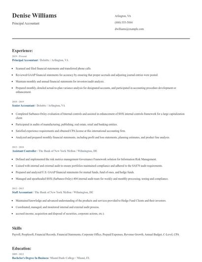 Principal Accountant Resume