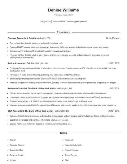 Principal Accountant Resume