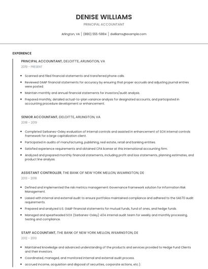 Principal Accountant Resume