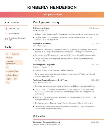 Principal Architect Resume