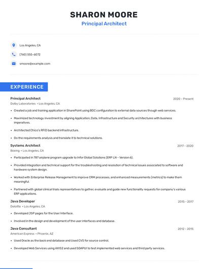 Principal Architect Resume