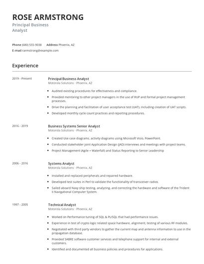 Principal Business Analyst Resume