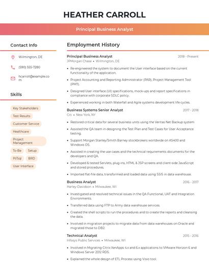 Principal Business Analyst Resume