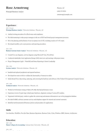 Principal Business Analyst Resume