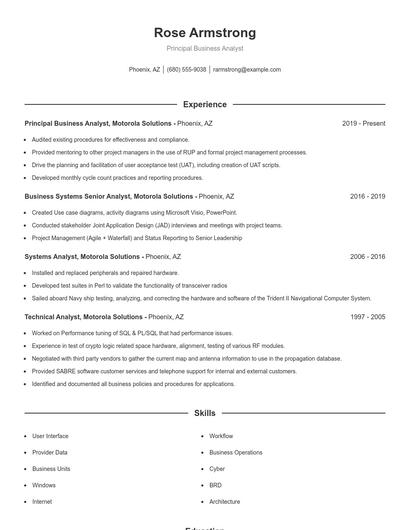 Principal Business Analyst Resume