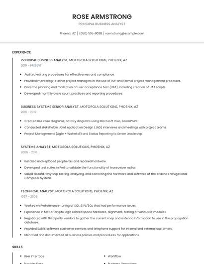 Principal Business Analyst Resume