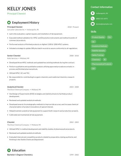 Principal Chemist Resume
