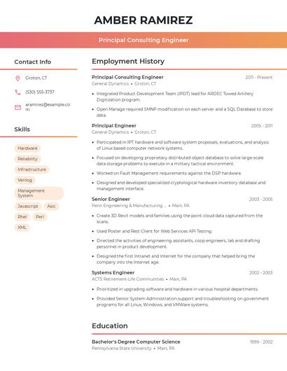 Principal Consulting Engineer Resume