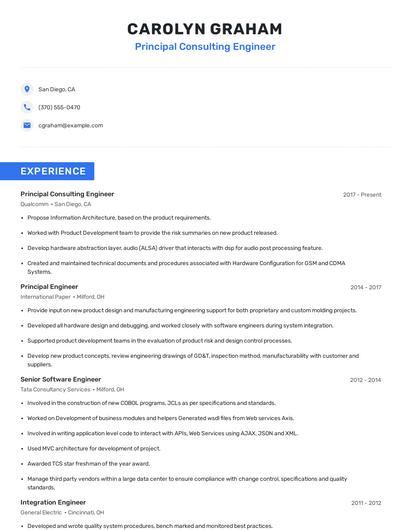 Principal Consulting Engineer Resume