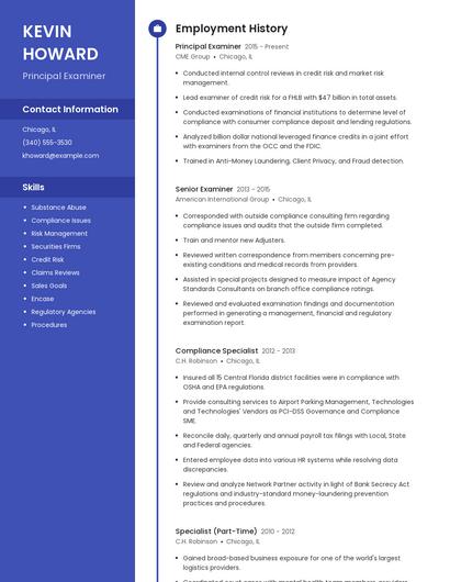 Principal Examiner Resume