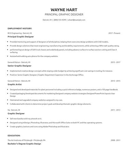 Principal Graphic Designer Resume