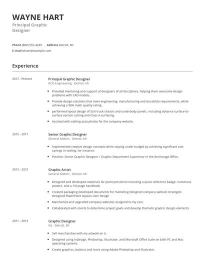 Principal Graphic Designer Resume