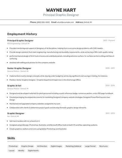Principal Graphic Designer Resume