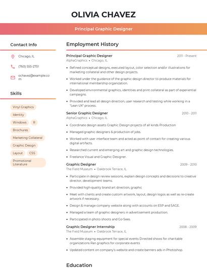 Principal Graphic Designer Resume