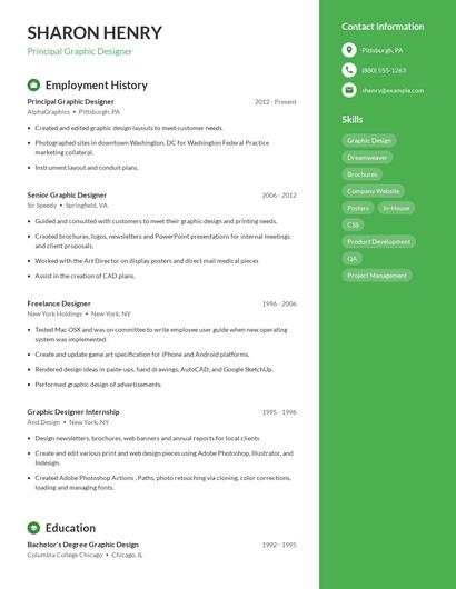 Principal Graphic Designer Resume