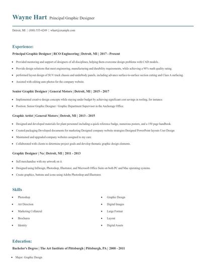 Principal Graphic Designer Resume