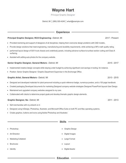 Principal Graphic Designer Resume
