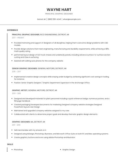 Principal Graphic Designer Resume
