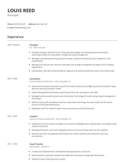Principal Resume