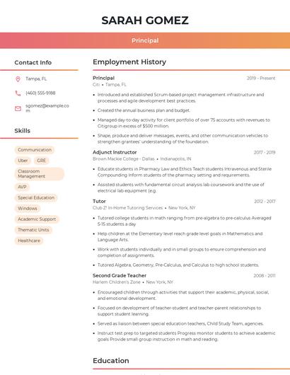 Principal Resume